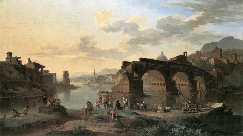HEUSCH, Jacob de River View with the Ponte Rotto sg Norge oil painting art